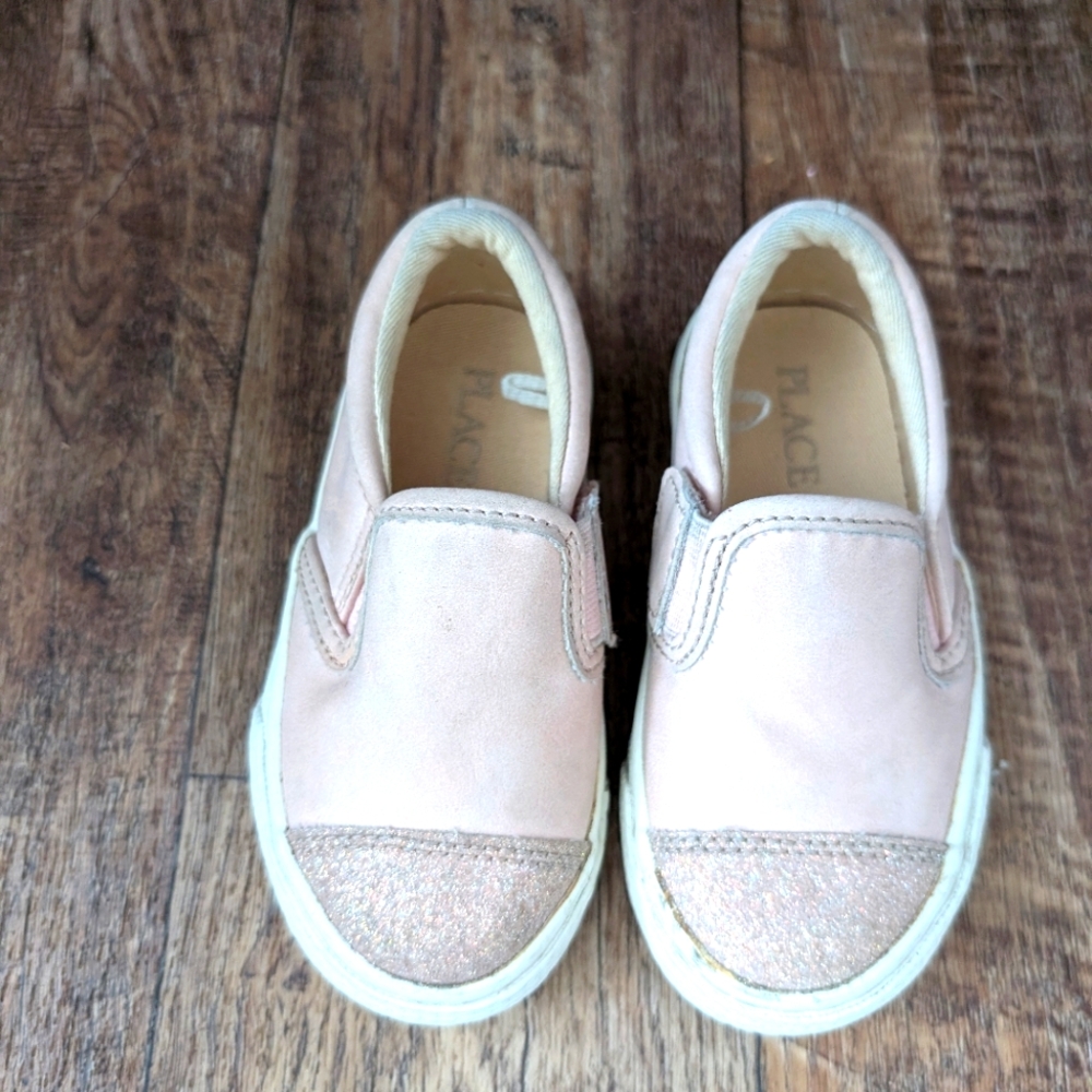 Children's Place pink glitter slip-on shoes size 7